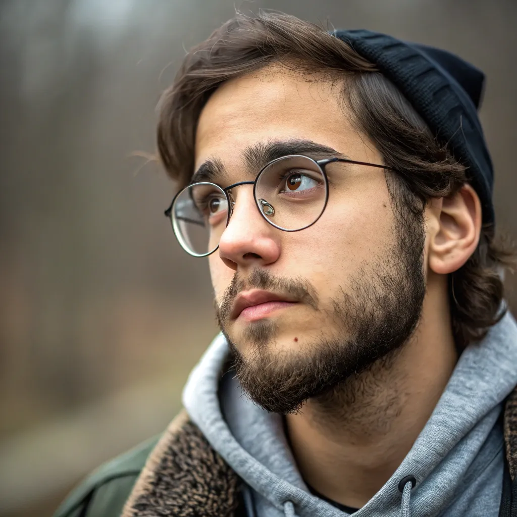 Young man with glasses and a beard